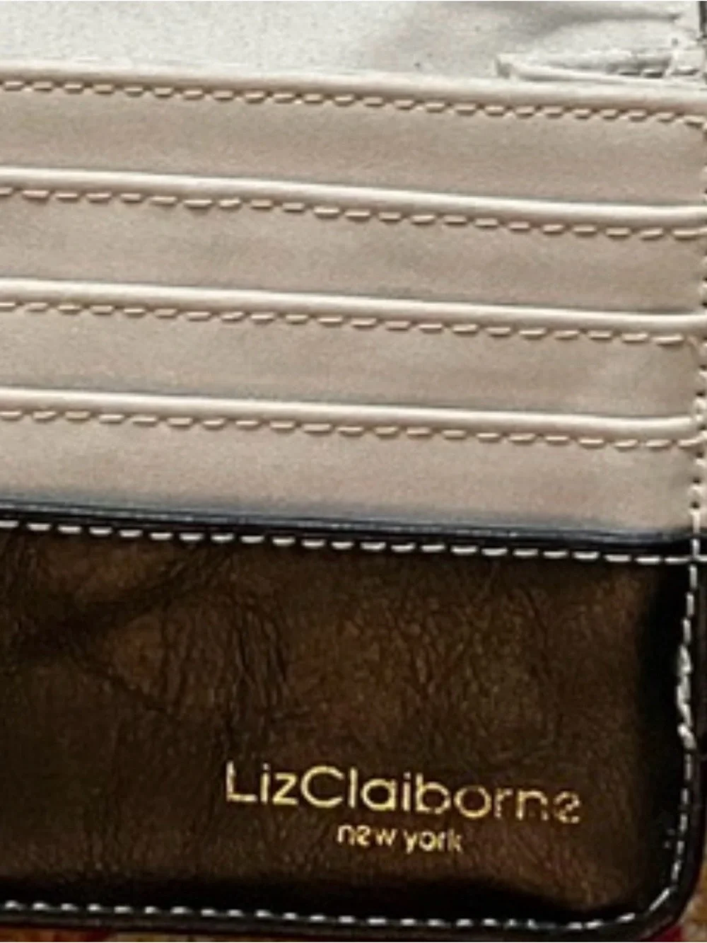 Liz Claiborne White and Black Leather-Accent Clutch